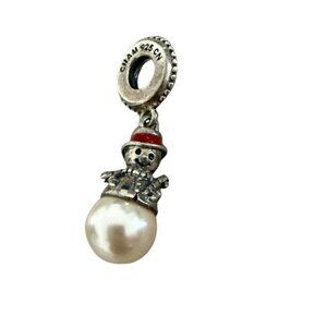Chamilia Snowman Dangle Charm with Enamel Chamilia Christmas Charm
